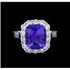 Image 2 : 4.60ct Tanzanite and Diamond Ring - 14KT White Gold