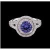 Image 2 : 14KT White Gold 1.43ct Tanzanite and Diamond Ring
