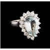 Image 1 : 4.48ct Aquamarine and Diamond Ring - 14KT White Gold