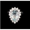 Image 2 : 4.48ct Aquamarine and Diamond Ring - 14KT White Gold