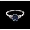 Image 2 : 1.01ct Blue Sapphire and Diamond Ring - 14KT White Gold