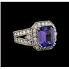 Image 1 : 14KT White Gold 3.83ct Tanzanite and Diamond Ring