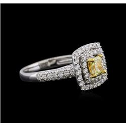 18KT Two-Tone Gold 1.68ctw Fancy Yellow Diamond Ring