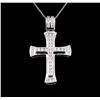 Image 2 : 1.83ctw Diamond Cross Pendant With Chain - 14KT White Gold