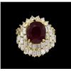 Image 2 : 14KT Yellow Gold 6.78ct Ruby and Diamond Ring