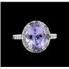 Image 2 : 3.28ct Tanzanite and Diamond Ring - 14KT White Gold