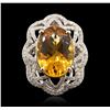 Image 2 : 14KT White Gold 10.91ct Citrine and Diamond Ring