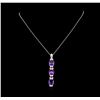 Image 2 : Crayola 7.80ctw Amethyst and White Sapphire Pendant With Chain - .925 Silver