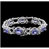Image 2 : 14KT White Gold 9.85ctw Tanzanite and Diamond Bracelet