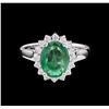 Image 2 : 2.95ct Emerald and Diamond Ring - 14KT White Gold