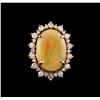 Image 2 : 10.86ct Opal and Diamond Ring - 14KT Rose Gold