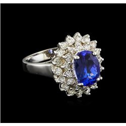 2.13ct Tanzanite and Diamond Ring - 14KT White Gold