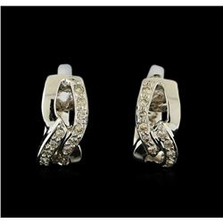 0.13ctw Diamond Earrings - 18KT White Gold