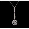 Image 1 : 1.15ctw Diamond Pendant With Chain - 14KT-18KT White Gold