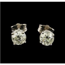 0.92ctw Diamond Solitaire Earrings - 14KT White Gold