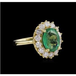 14KT Yellow Gold 2.69ct Emerald and Diamond Ring