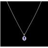 Image 2 : 3.00ct Tanzanite and Diamond Pendant With Chain - 14KT White Gold