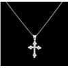 Image 2 : 0.88ctw Diamond Cross Pendant With Chain - 14KT White Gold