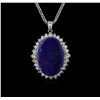 Image 1 : 14KT White Gold 12.29ct Lapis Lazuli and Diamond Pendant With Chain
