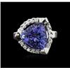 Image 2 : 14KT White Gold 6.78ct Tanzanite and Diamond Ring