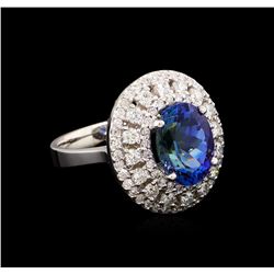 4.66ct Tanzanite and Diamond Ring - 14KT White Gold