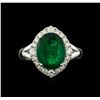 Image 2 : 3.58ct Emerald and Diamond Ring - 18KT White Gold