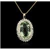Image 1 : 14KT Yellow Gold 31.76ct Amethyst and Diamond Pendant With Chain