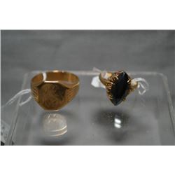 Two unmarked but tested gold rings including 14kt ring set with hematite and 10kt gents ring