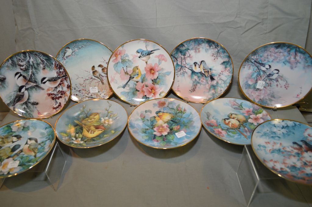 Ten bird motif collector plates from Franklin mint