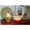 Image 1 : Selection of hand painted and decor items including pitchers, charger, bowl, plates etc.