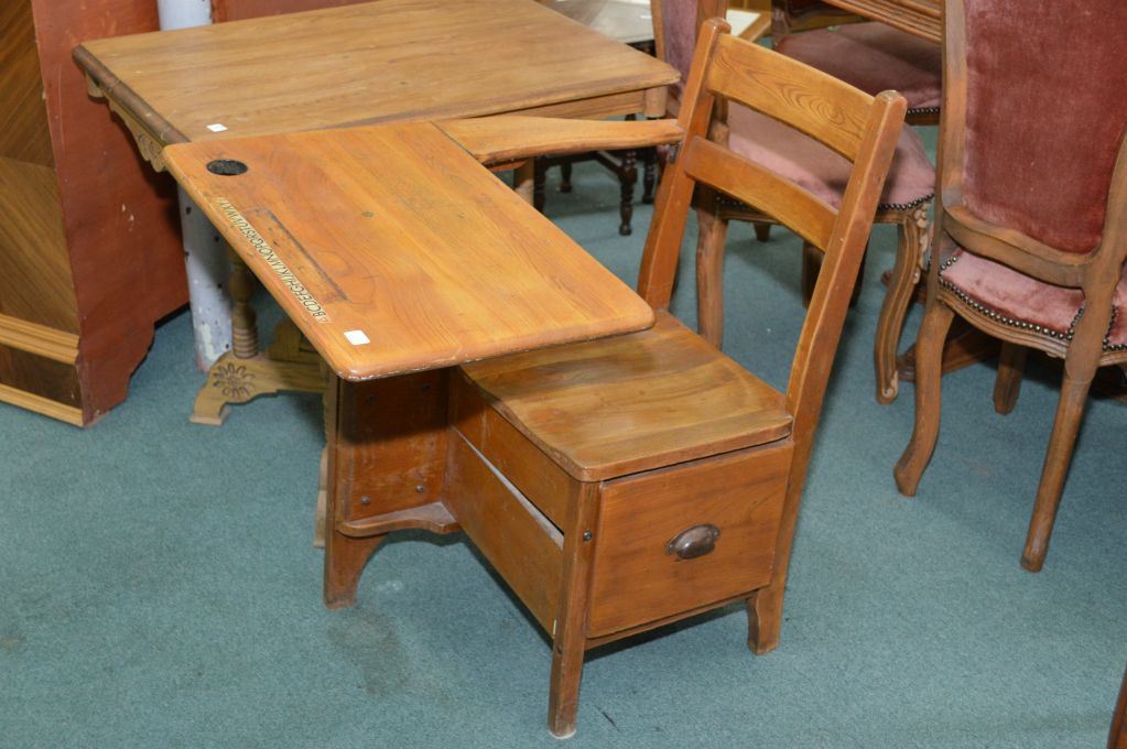 Child S Vintage Oak School Desk With Original New Empire
