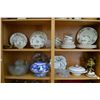 Image 1 : Two shelf lot of collectibles including a selection of Spode dinnerware including dinner plates, sid