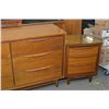 Image 2 : Mid century modern walnut bedroom suite including 9 drawer dresser, two night tables and headboard a