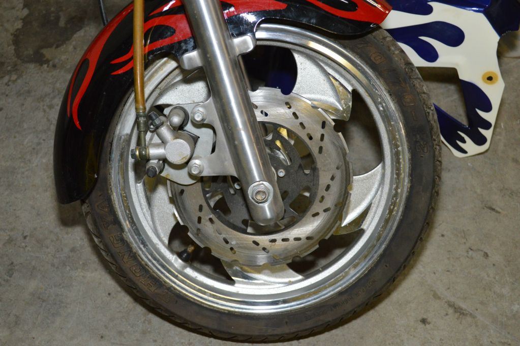 50cc mini chopper made by Loncin with aluminium rims, flame paint and ...