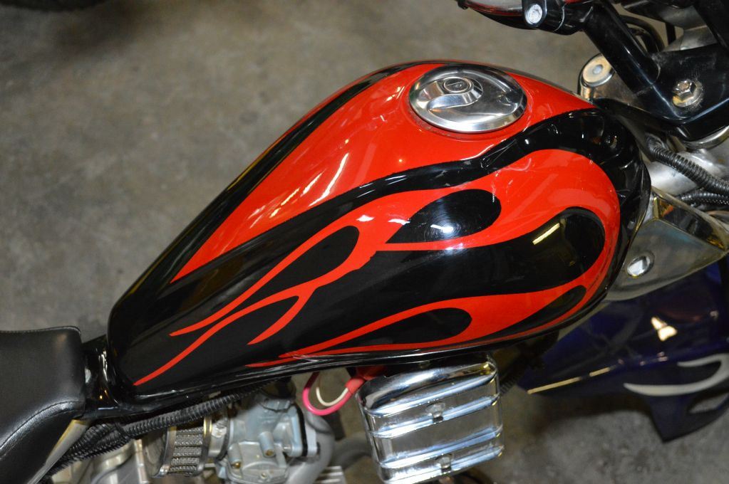 50cc mini chopper made by Loncin with aluminium rims, flame paint and ...