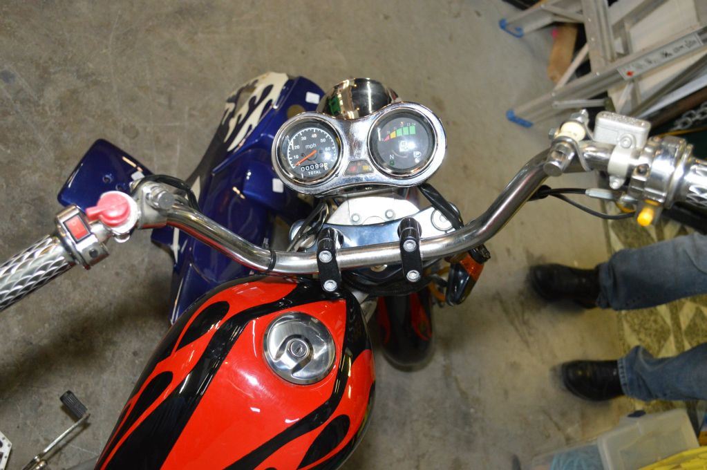 50cc mini chopper made by Loncin with aluminium rims, flame paint and ...
