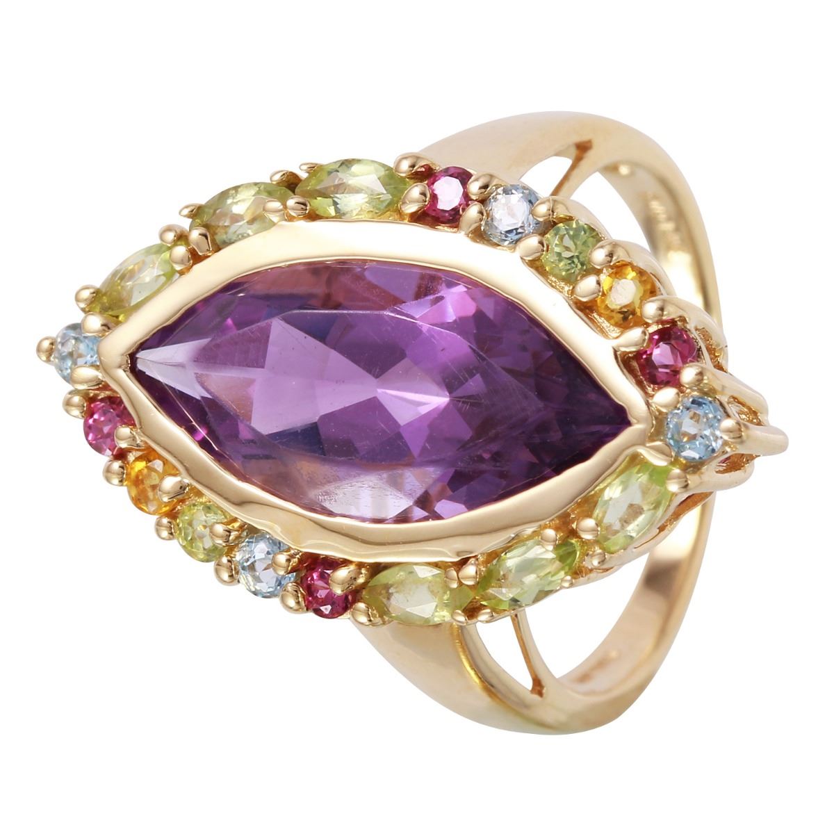 14KT Yellow Gold Multi - Color Stone Ring - #1074