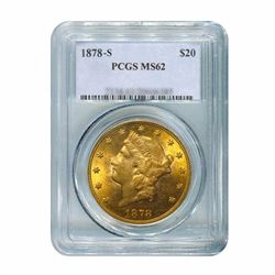 1878-S $20 Liberty Gold Coin PCGS MS62