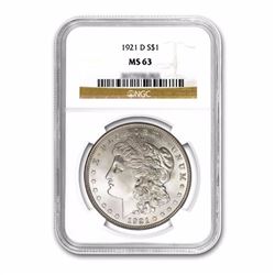 1921-D $1 Morgan Silver Dollar - NGC MS63