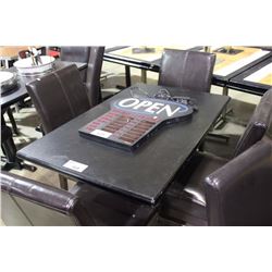 29  X 46  BLACK RESTAURANT TABLE (WITH SINGLE LEG)