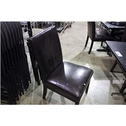 BROWN LEATHER MID BACK RESTAURANT CHAIR