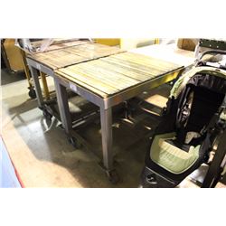 METAL MOBILE WOOD TOP WORK TABLE