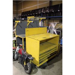 3PC YELLOW METAL MOBILE WORK STATION