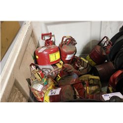 LOT OF ASSORTED RED METAL GAS CANS