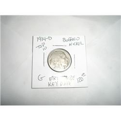 1914-D *EXTREMELY RARE-TOP 10-KEY DATE* BUFFALO NICKEL RED BOOK VALUE $120.00+ *NICE EARLY GOOD GRAD