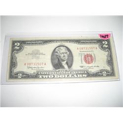 1963 SERIES RARE *RED SEAL-HIGH GRADE* $2.00 SERIAL # A08731507A. DOLLAR CAME OUT OF SAFE!!