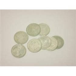 Eight US  SIlver Dollars