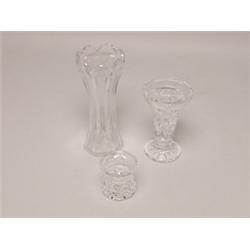3 Antique Cut Crystal Vases