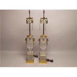 Pair of Cut Crystal Lamps