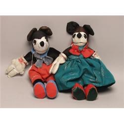 Two Cloth Dolls Minne & Mickey Mouse